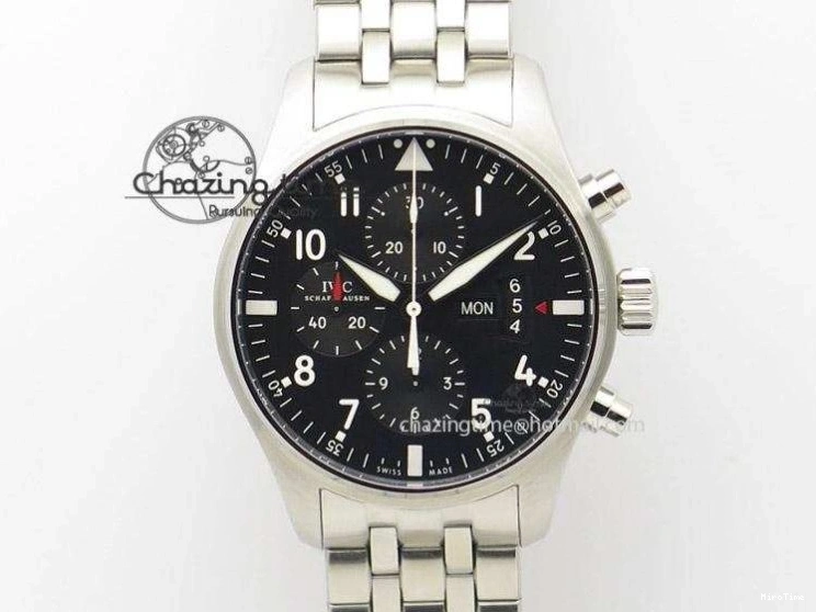 MIROTIME 0122 Vibrant Mark XVIII IW327001 SS M+F 1:1 Best Edition Black Dial on Black Leather Strap A 7055